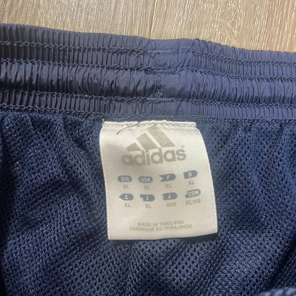 VTG Adidas Track Pants Blue Navy Men's XL Three Stripes Tricot Y2K Ankle Zip